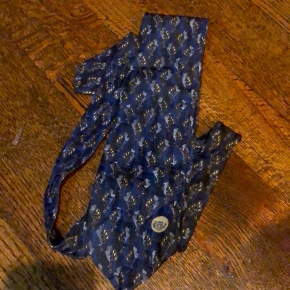 Vintage Gianni Versace Medusa navy and gold silk tie - Picture 1 of 4